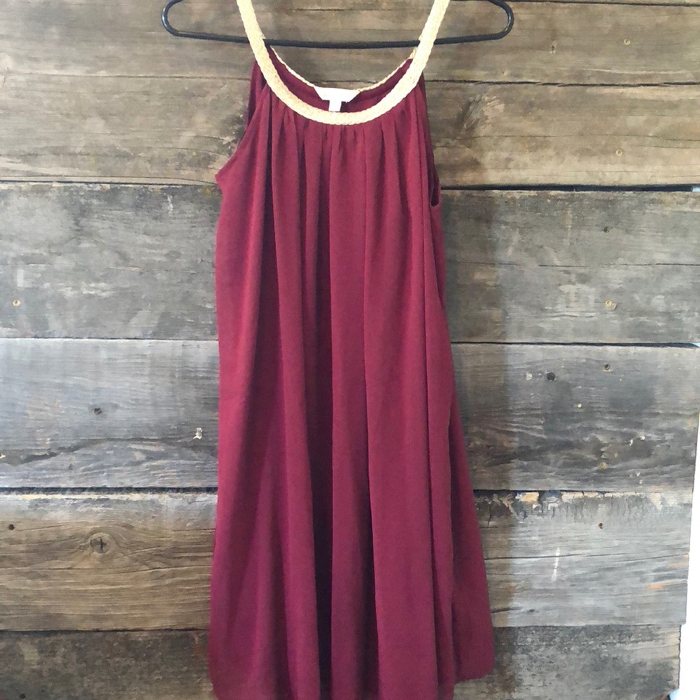 Charming Charlie Maroon and Gold Dress